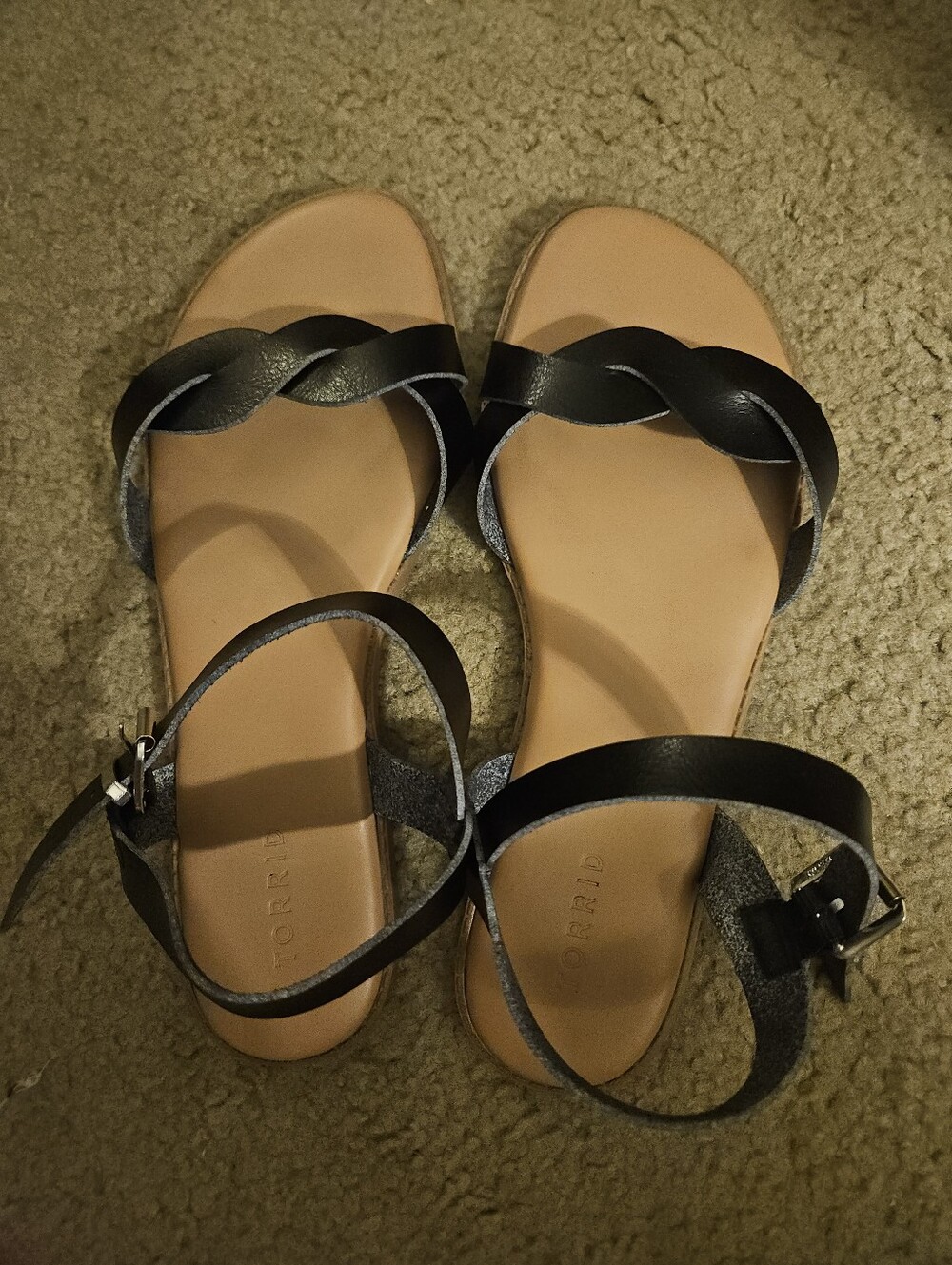Black Braided Strap Women's Sandals -